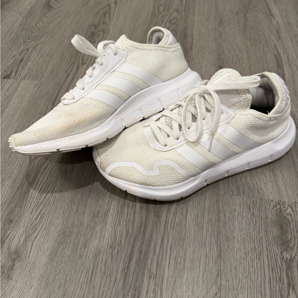 adidas swift run x Women's Triple White Knit Running Sneakers